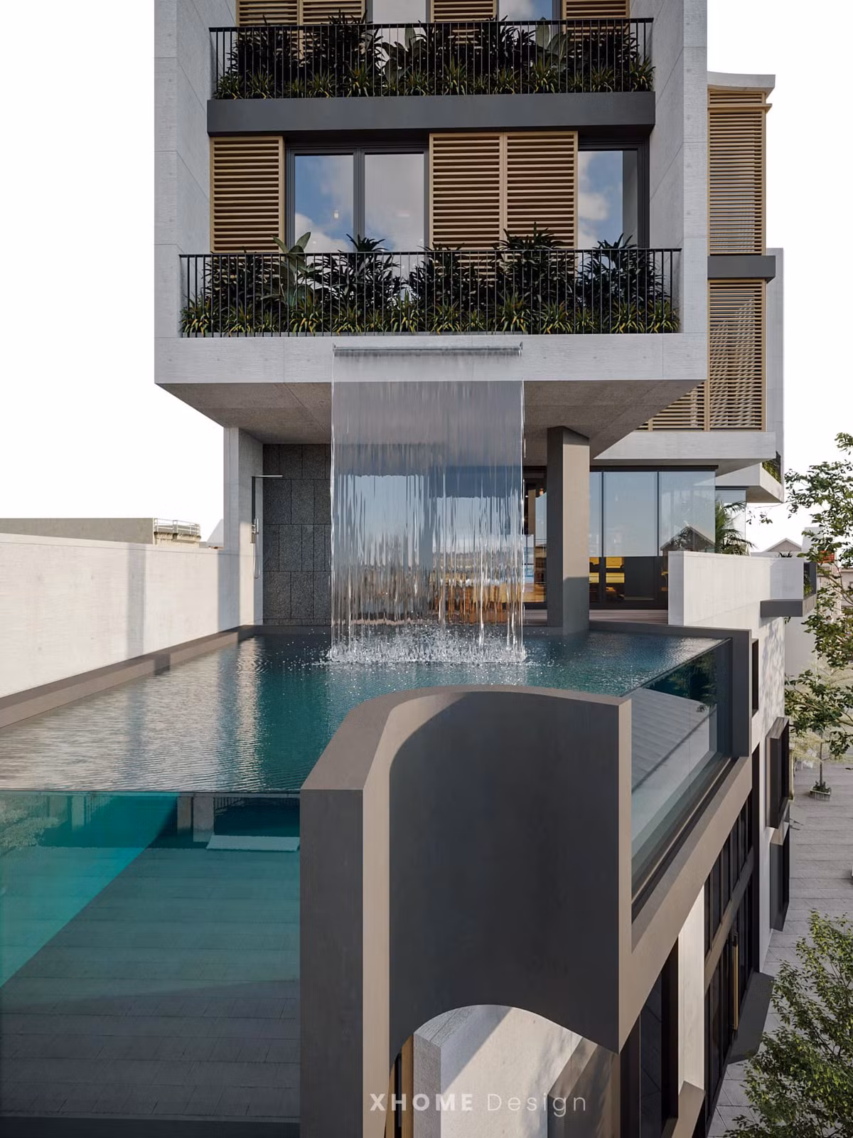 Bản thiết kế thứ 2 cho thấy, nhà mới của Việt Anh có cả bể bơi lớn và thác nước.