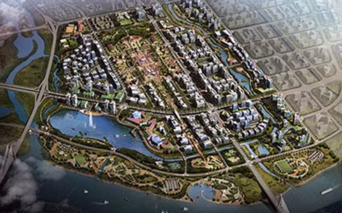 Nổi bật là Công trình nhà làm việc Thành ủy, HĐND, UBND thành phố Hải Phòng có tính biểu trưng cao, một trong những công trình quan trọng nhất của khu trung tâm hành chính - chính trị là được bố trí ở phía trước quảng trường. Ảnh: VOV