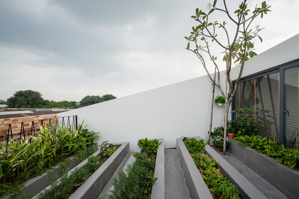 Mái nhà bằng được bao phủ bởi thực vật đưa kiến trúc đến gần hơn với thiên nhiên.