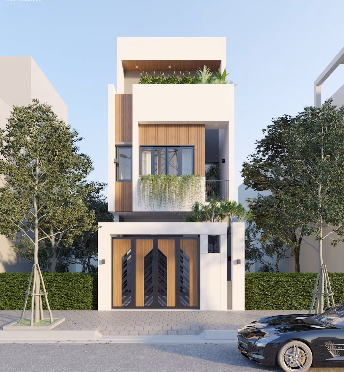 Mẫu nhà 2 tầng 1 tum được thiết kế theo hướng hiện đại, tối giản và nhiều sáng. Ảnh: SBS House