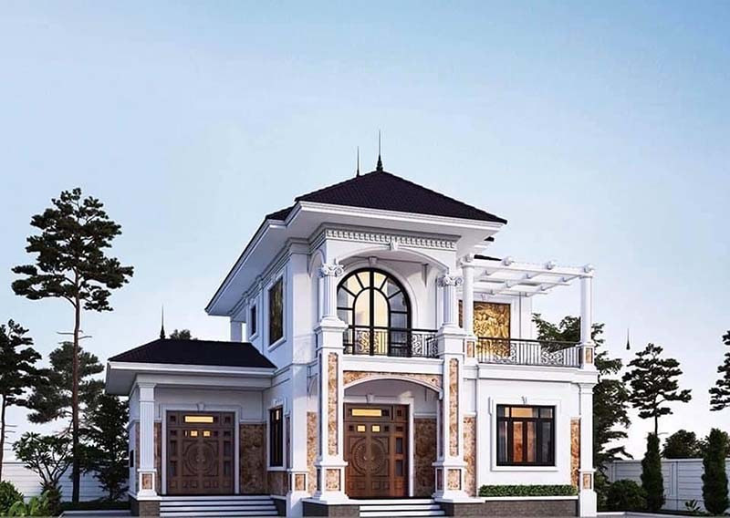 Sự kết hợp giữa phong cách tân cổ điển và mái kiểu Nhật mang đến cái nhìn mới mẻ. Ảnh: Wedo