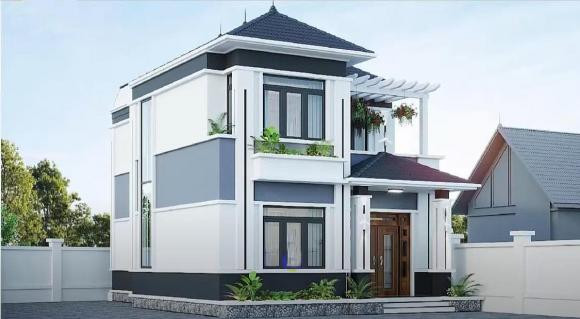 Nhà 2 tầng mái Nhật được sử dụng khá nhiều trong các gia đình trẻ, ưa chuông phong cách thiên nhiên, thích sự đơn giản và dung dị. Ảnh: Facebook