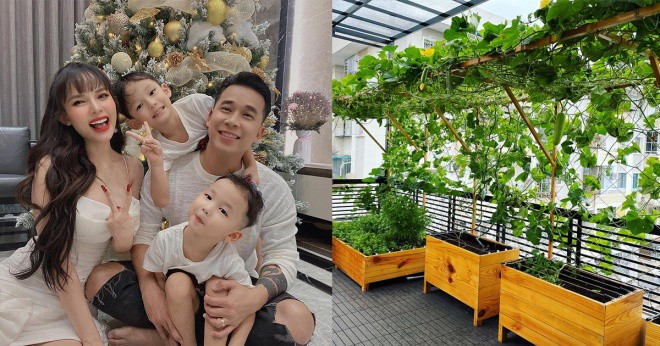 Trong ngôi nhà khang trang ở quận Phú Nhuận (TP HCM), Lê Hoàng The Men dành một khoảng diện tích trên sân thượng trồng rau xanh.