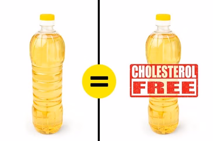 Trong các quảng cáo dầu ăn, dù là dầu thực vật, thường sẽ có nội dung "không chứa cholesterol" để người mua an tâm hơn. Đây thực chất chỉ là một chiêu trò đánh vào nỗi lo lắng của người tiêu dùng để quảng cáo ấn tượng hơn và tăng doanh thu mà thôi.