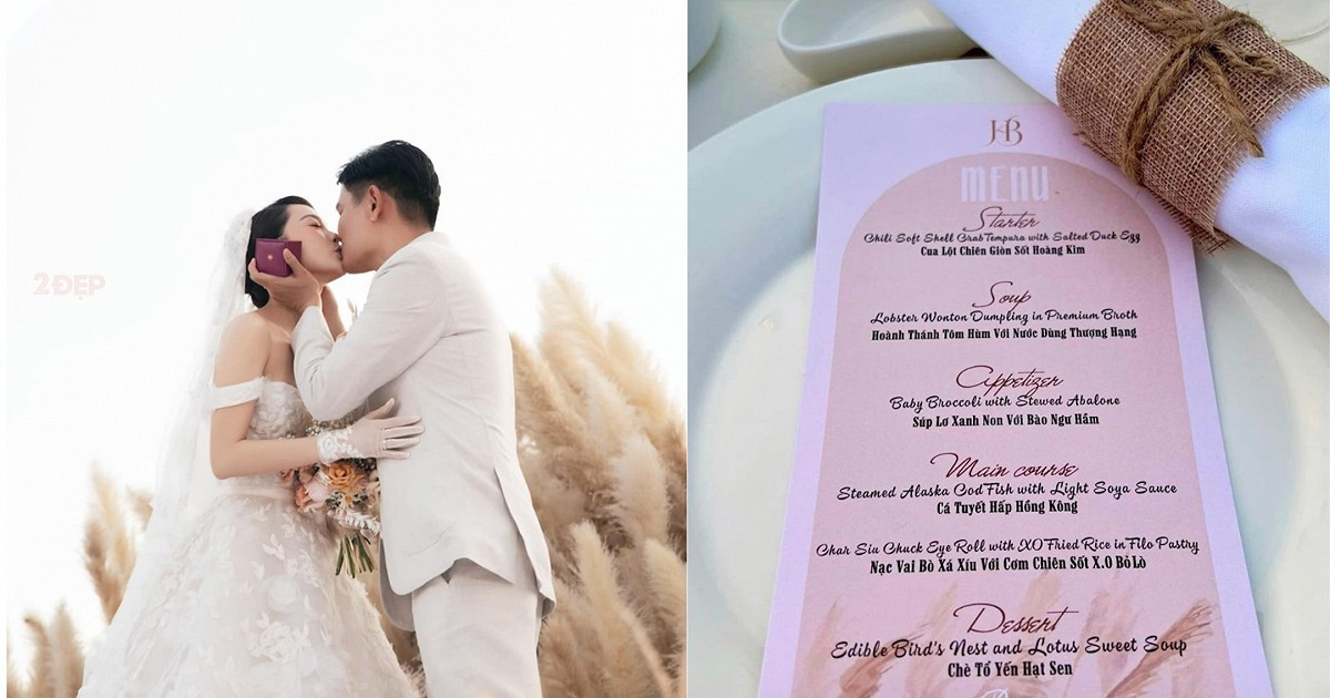 Không chỉ váy cưới, vợ chồng Minh Hằng còn chuẩn bị một menu tiệc cưới với nhiều món ăn sang chảnh. Ảnh: 2dep