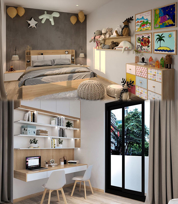 Nam diễn viên đã sửa lại một phòng riêng trong căn biệt thự làm không gian sinh hoạt và học tập cho hai con gái. Ảnh: FBNV