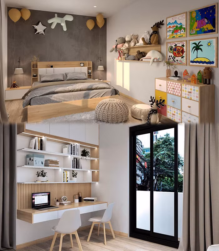 Nam diễn viên đã sửa lại một phòng riêng trong căn biệt thự làm không gian sinh hoạt và học tập cho hai con gái. Ảnh: FBNV