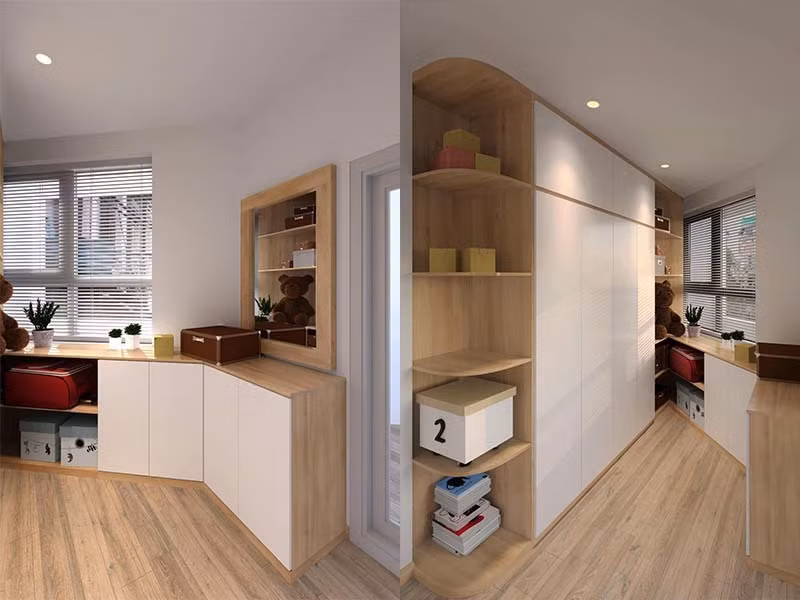 Căn phòng của hai tiểu công chúa được phủ bởi gỗ cao cấp và thiết kế hiện đại. Ảnh: FBNV