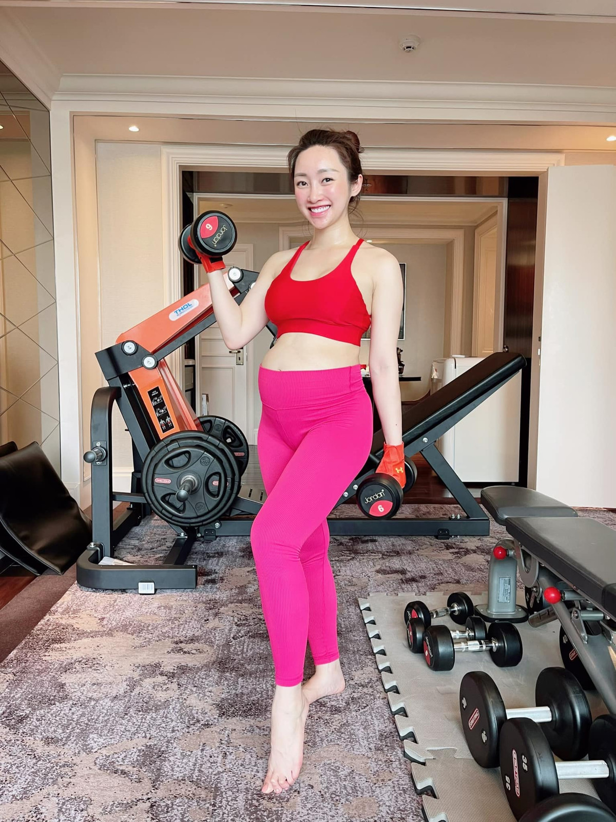 Trong nhà có phòng riêng để Lý Thuỳ Trang luyện tập thể thao. Ảnh: FBNV