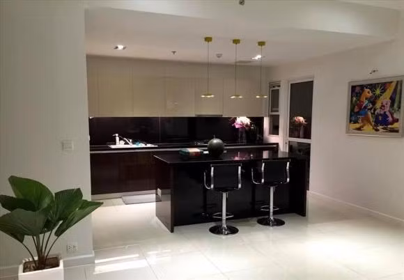 Khu vực bếp đầy đủ các vật dụng cần thiết như: bếp gas, máy rửa chén tự động, máy lọc nước...Ảnh: FBNV