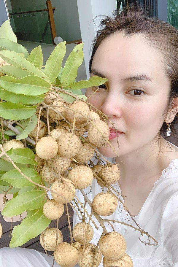 Vì thế, mỗi lúc thu hoạch quả, Phương Lê chỉ cần rửa qua nước muối là có thể an tâm để cả nhà sử dụng. Ảnh; FBNV