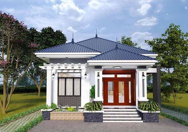 Nhà cấp 4 mái Nhật thiết kế đơn giản, phù hợp với gia đình 2 -3 thế hệ ở nông thôn. Ảnh: Kientaoviet