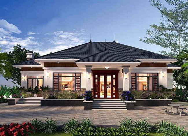 Nhà vườn mái Nhật 1 tầng là lựa chọn của nhiều gia đình trẻ. Ảnh: Kientaoviet