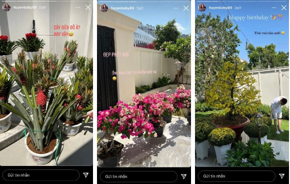 Vào dịp Tết, căn biệt thự của Huyền Baby trang trí rất nhiều hoa tươi.