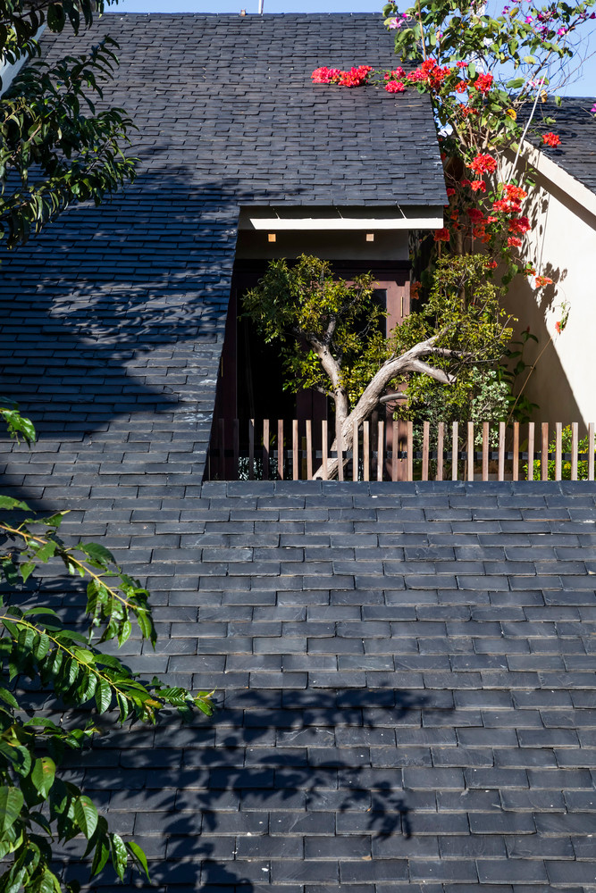 Cấu trúc mái nhà mô tả hình thái kiến trúc thuận theo diễn biến các khối chức năng từ thấp lên cao.