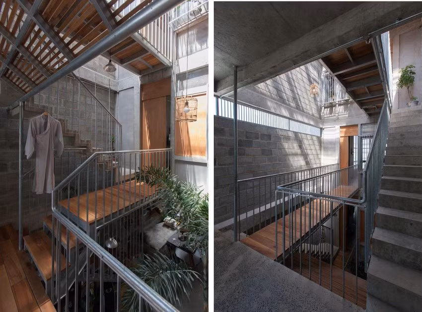 Lối cầu thang là giao thông chính trong ngôi nhà.