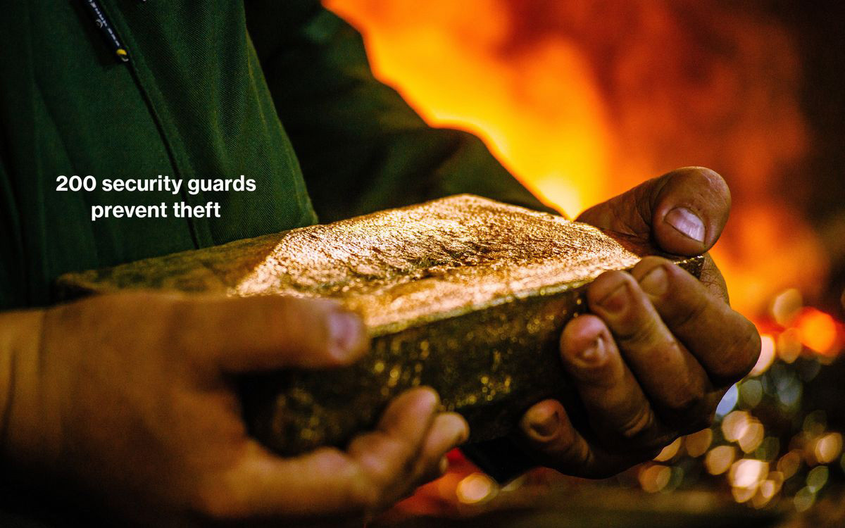 Mỗi thỏi vàng trị giá 1,15 triệu USD, khiến an ninh trở thành vấn đề được quan tâm hàng đầu.