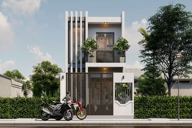 Điểm nhấn của ngôi nhà là thiết kế giật cấp đầy sự sáng tạo ở tầng hai, vừa tạo ấn tượng vừa khắc phục được ảnh hưởng xấu của thiên nhiên. Ảnh: Noithatdepmoi