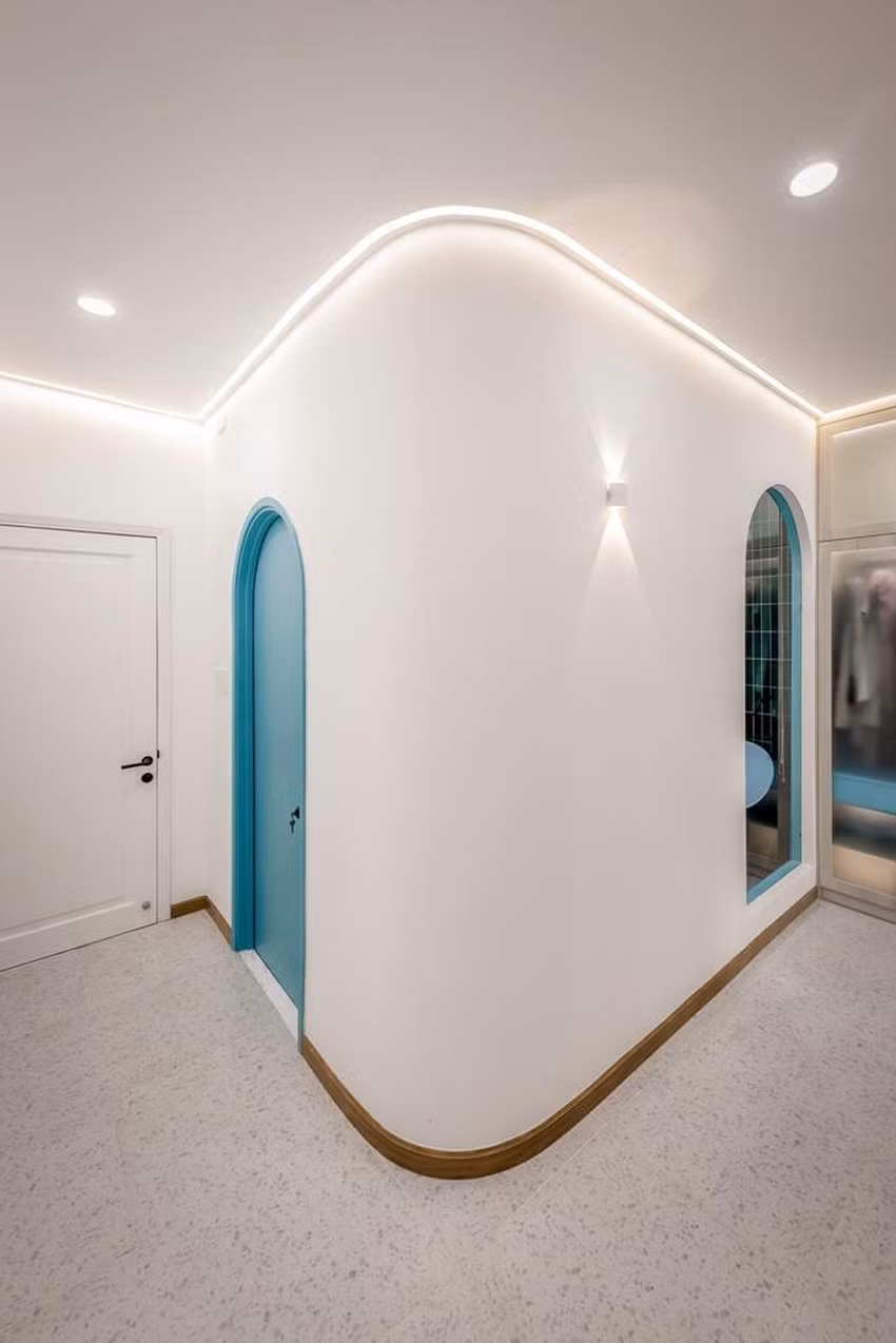 Đường cong thiết kế xuyên suốt trong căn nhà.