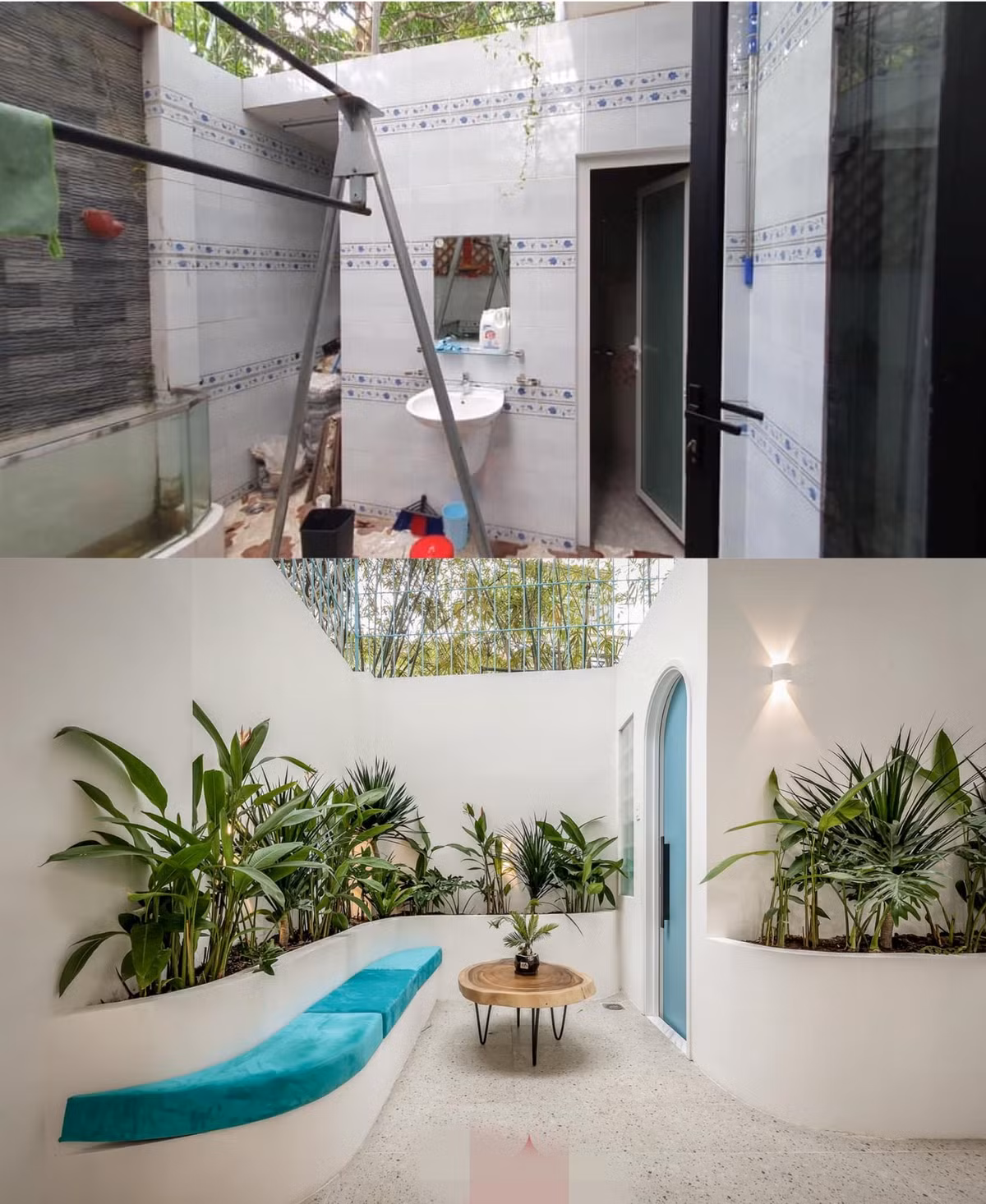 Góc sau nhà được cải tạo thành không gian thư giãn đẹp chẳng kém khu nghỉ dưỡng.