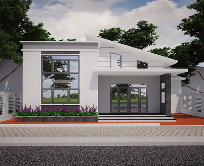 Dù mới xuất hiện những năm gần đây nhưng nhà mái lệch đã nhanh chóng được ưa chuông vì đem đến hiệu ứng lạ mắt, tạo nên 1 thể thống nhất vừa mới mẻ. Ảnh: Wedo