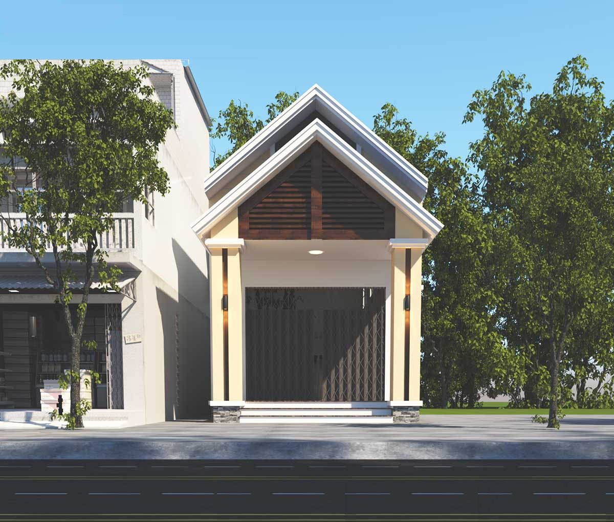 Mẫu nhà cấp 4 nổi bật với kiến trúc hiện đại, gọn gàng và ngăn nắp. Ảnh: Wedo