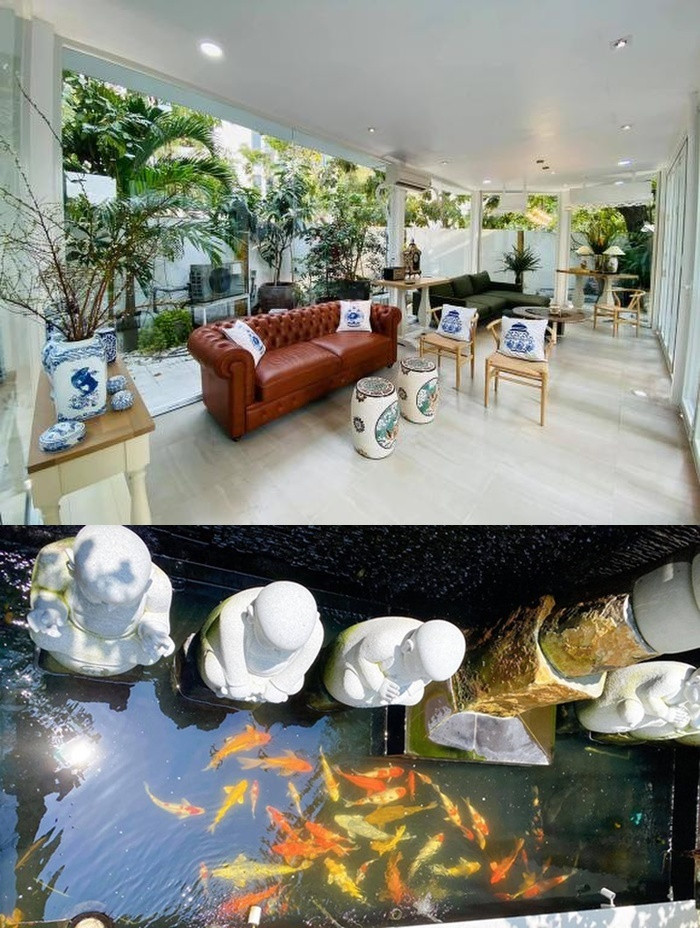 Bên ngoài căn nhà được bố trí hợp lý, trồng nhiều cây xanh hòa hợp với thiên nhiên. Ảnh: FBNV