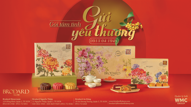 Năm nay, thương hiệu bánh danh tiếng Brodard giới thiệu bánh Bào ngư vi cá, bánh Gà quay vi cá, bánh Tiramisu phô mai, bánh Quế hoa kỉ tử...độc đáo. Ảnh: Brodard