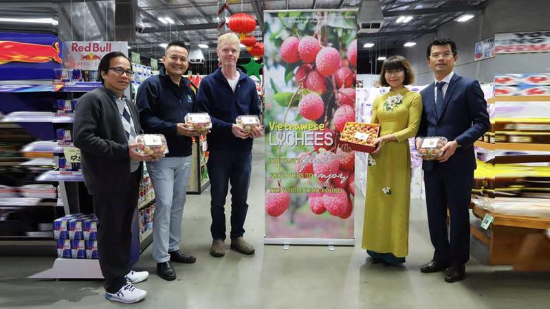 Tuy nhiên, trong phiên đấu giá đặc biệt tại thành phố Perth thuộc bang Tây Australia, hộp 1kg vải tươi Việt Nam “thượng hạng” nhập khẩu được mua với giá lên tới 3.000 AUD (khoảng 52 triệu đồng). Ảnh; Vneconomy