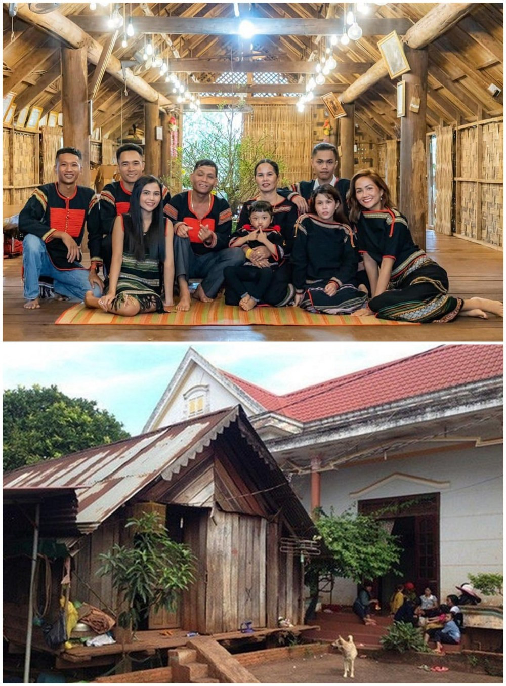Khi mới đăng quang, gia đình Hoa hậu H'Hen Niê sống trong 2 căn nhà đan xen các nét văn hóa gồm nhà tường và nhà sàn. Ảnh: FB H'Hen Niê