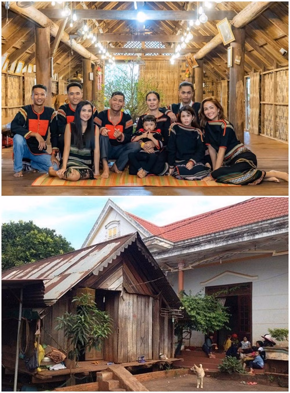 Khi mới đăng quang, gia đình Hoa hậu H'Hen Niê sống trong 2 căn nhà đan xen các nét văn hóa gồm nhà tường và nhà sàn. Ảnh: FB H'Hen Niê