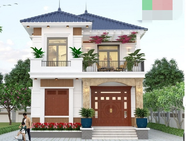 Mẫu nhà mang gam màu ấm tươi sáng đầy ấn tượng. Ảnh: Nhadeotana