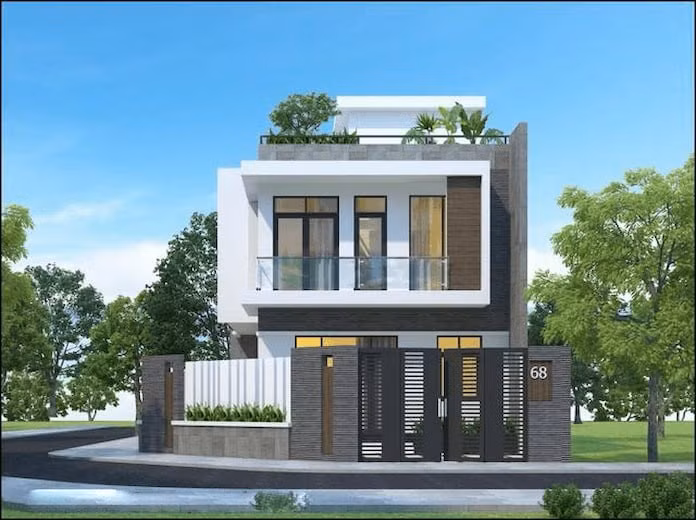 Kiến trúc khối vuông với đường nét sắc cạnh, tạo vẻ đẹp độc đáo, trẻ trung cho căn nhà. Ảnh: Wedo