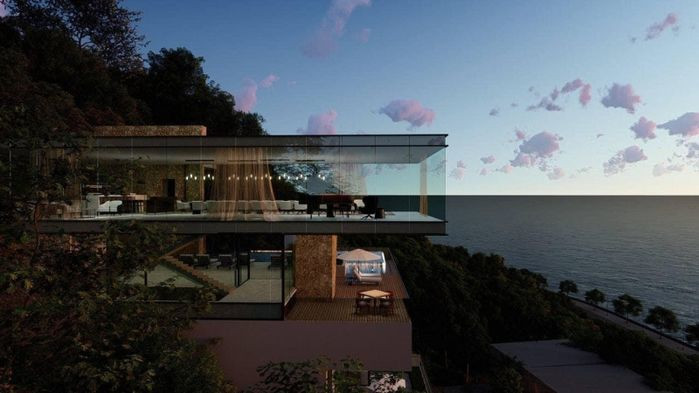 Căn biệt thự có lưng dựa vào núi, view hướng ra biển lãng mạn. Nguồn ảnh: FBNV