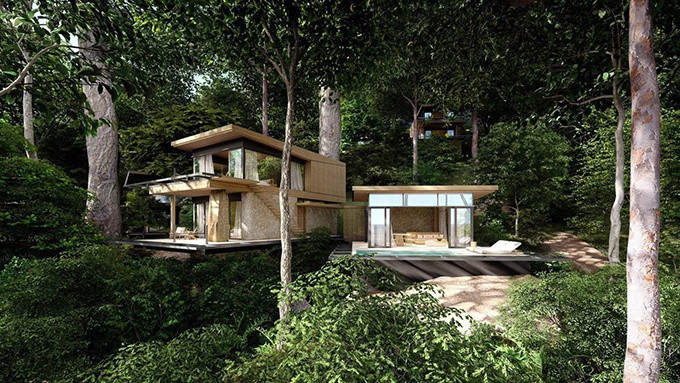 Các căn villa sang trọng được thiết kế bao bọc giữa thiên nhiên, mặt tiền hướng ra biển xanh.