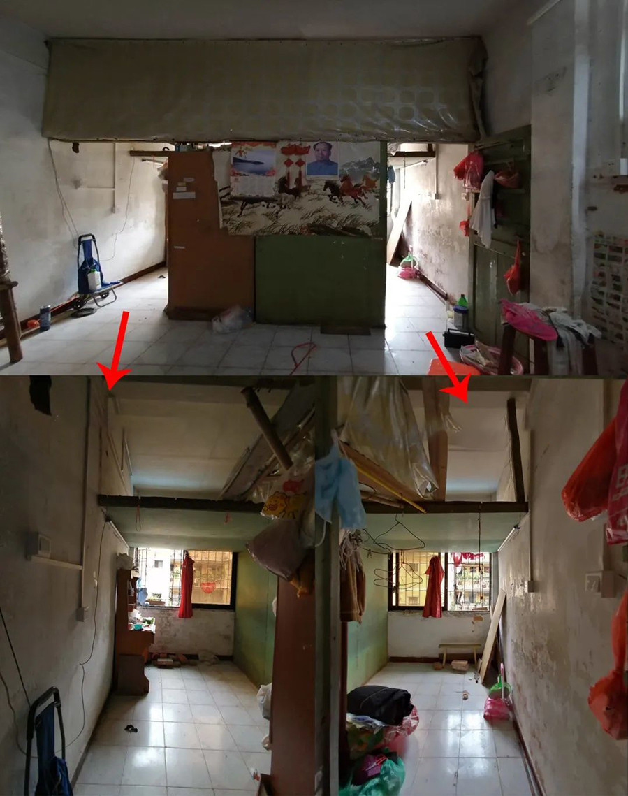Trước khi cải tạo, căn hộ cũ nát và chật chội, không có nhà vệ sinh riêng.