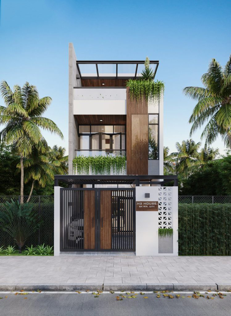 Mẫu nhà 2 tầng 85m2 được đánh giá cao về cả công năng lẫn thẩm mỹ. Ảnh: Wedo