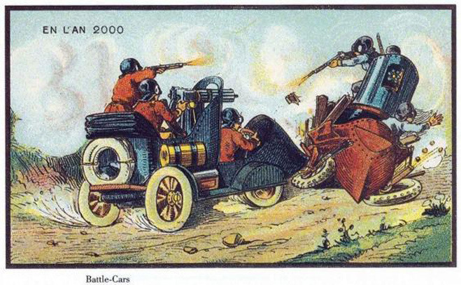 Người xưa đã tưởng tượng ra "chiến xa" - phương tiện được trang bị vũ khí hiện đại và có người ngồi trên đó điều khiển.