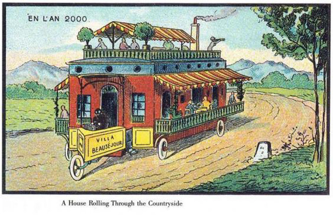 Các họa sĩ đã vẽ bức tranh "Ngôi nhà di động đi khắp vùng quê". Theo bản vẽ, một ngôi nhà gắn bánh xe với đầy đủ bàn ghế, nhà hàng, phục vụ hành khách vừa ngồi ăn, tán gẫu, vừa thưởng thức cảnh đẹp trên đường đi.