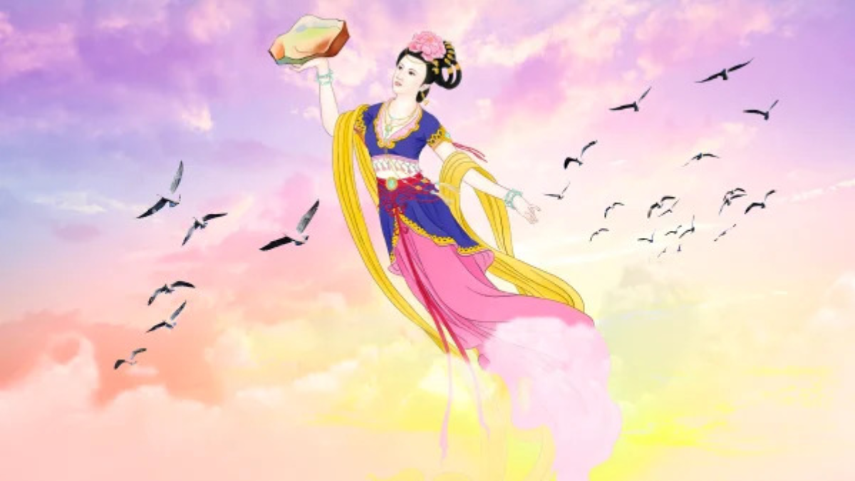 Tương truyền, sau cuộc chiến long trời lở đất giữa thủy thần Cộng Công và hỏa thần Chúc Dung, núi Bất Chu Sơn bị húc đổ khiến nước thiên hà rơi xuống trần gian.