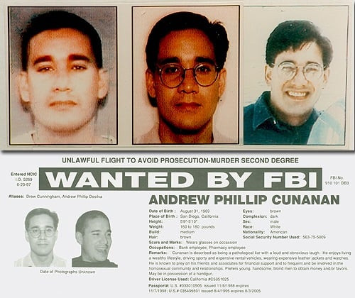 Andrew Cunanan là một trong những tên tội phạm khét tiếng bị FBI truy lùng gắt gao. Chỉ trong 3 tháng năm 1997, tên sát nhân máu lạnh từng giết chết 5 người, trong đó có nhà tạo mẫu danh tiếng Gianni Versace.