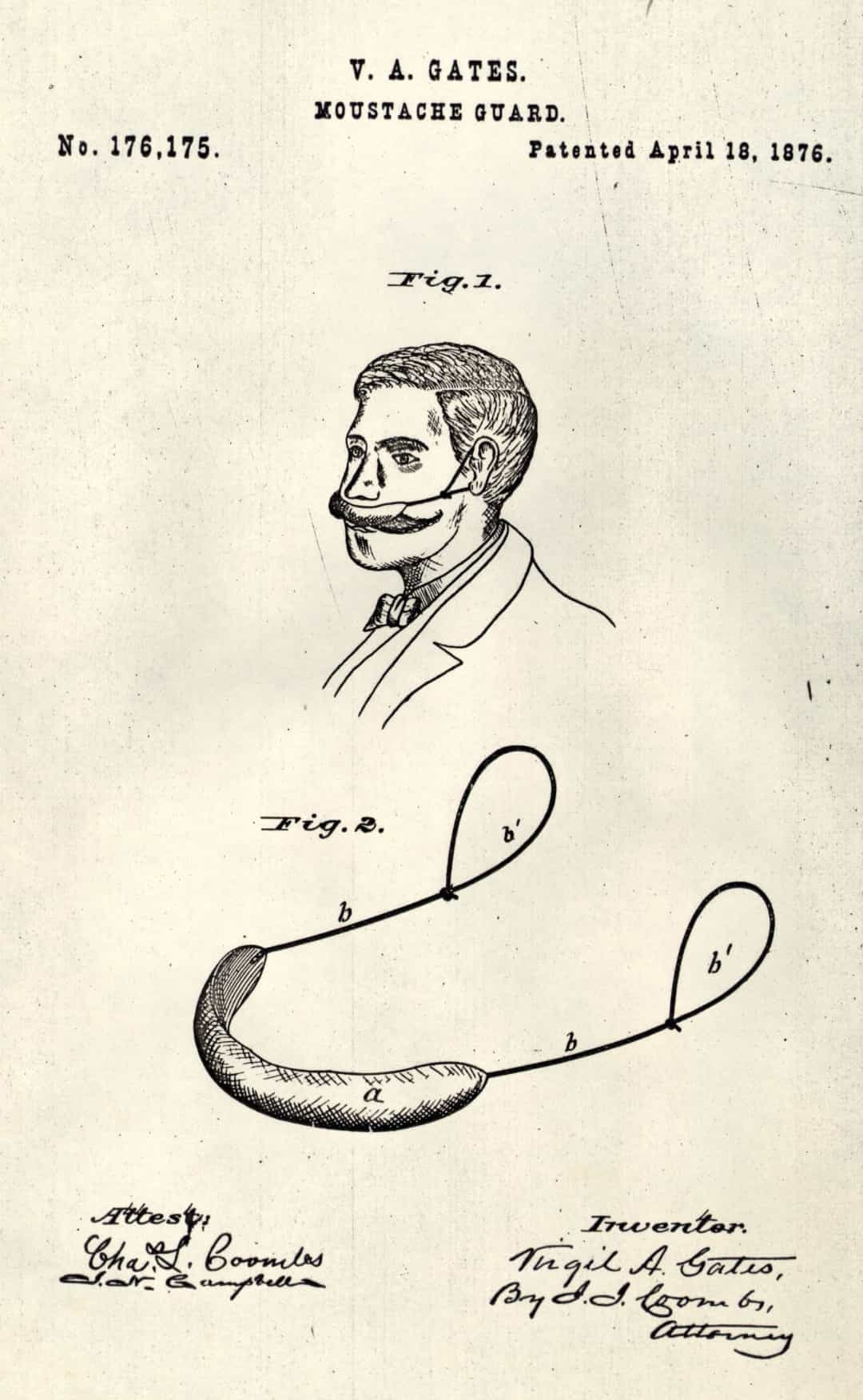 Tấm chắn ria mép được người xưa tạo ra để giữ cho bộ râu không bị lộ ra ngoài khi ăn. Đây là "đứa con tinh thần" của nhà sáng chế Virgil A. Gates. Ông giới thiệu sản phẩm này năm 1876.