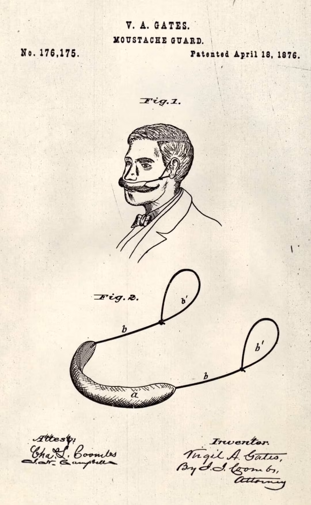 Tấm chắn ria mép được người xưa tạo ra để giữ cho bộ râu không bị lộ ra ngoài khi ăn. Đây là "đứa con tinh thần" của nhà sáng chế Virgil A. Gates. Ông giới thiệu sản phẩm này năm 1876.