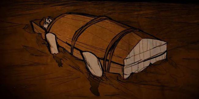 Tù nhân bị kẹp chặt trong hai chiếc thuyền hoặc thùng gỗ úp vào nhau. Họ không thể di chuyển, thậm chí cử động dù là nhỏ nhất.