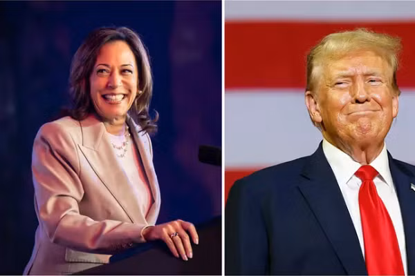 Khao sat moi: Ba Harris dan truoc ong Trump o 5 bang chien truong