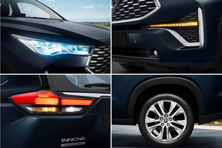 So với các thế hệ trước, Toyota Innova HyCross 2023 mới tại Ấn Độ khác biệt hoàn toàn cả về ngoại thất, nội thất và trang bị. Ngoại thất của xe lấy cảm hứng từ những mẫu SUV mới ra mắt gần đây của Toyota, đặc biệt là Highlander.