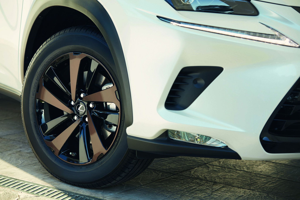 Mâm xe hợp kim kích thước 18 inch được hoàn thiện bởi hai tông màu đen và đồng. Tổng thể, sự thay đổi là không nhiều, nhưng cũng đủ tạo điểm nhấn giúp NX 300h Sport trông mạnh mẽ và cuốn hút hơn.