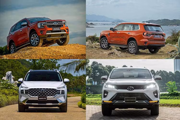 Mua SUV 7 cho, chon Ford Everest, Toyota Fortuner hay Hyundai SantaFe?