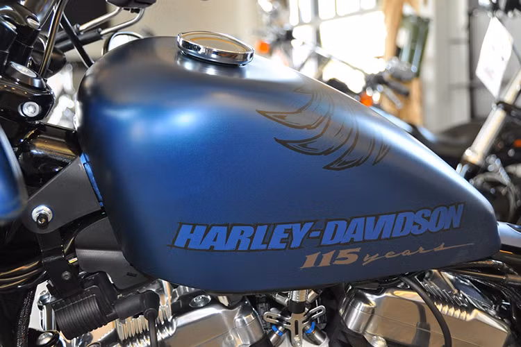 Bình xăng dáng hạt đậu có dung tích khá nhỏ chỉ 8 lít mang đặc trưng của Harley-Davidson Forty-Eight. Phiên bản kỷ niệm 115 năm của hãng vừa có mặt tại Việt Nam mang số thứ tự 68/2400 (mang ý nghĩa Lộc Phát).