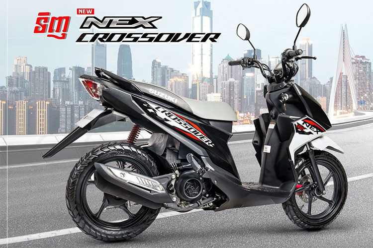Trái tim của Suzuki NEX Crossover 2023 là động cơ xi-lanh đơn có dung tích 115cc, làm mát bằng gió, kết hợp công nghệ động cơ SEP, có khả năng sản sinh công suất tối đa 9.1 mã lực tại 8.000 vòng/phút và mô-men xoắn cực đại 8.5 Nm tại 6.000 vòng/phút. Đi cùng với đó là hộp số tự động vô cấp CVT dẫn động dây đai. 